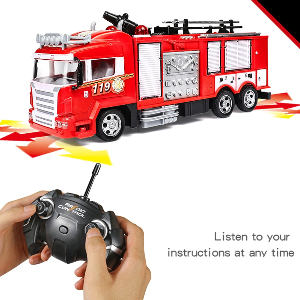 4channel Radio-controlled Fire Engine truck With Spray Function - wonderfulandamazingstuff