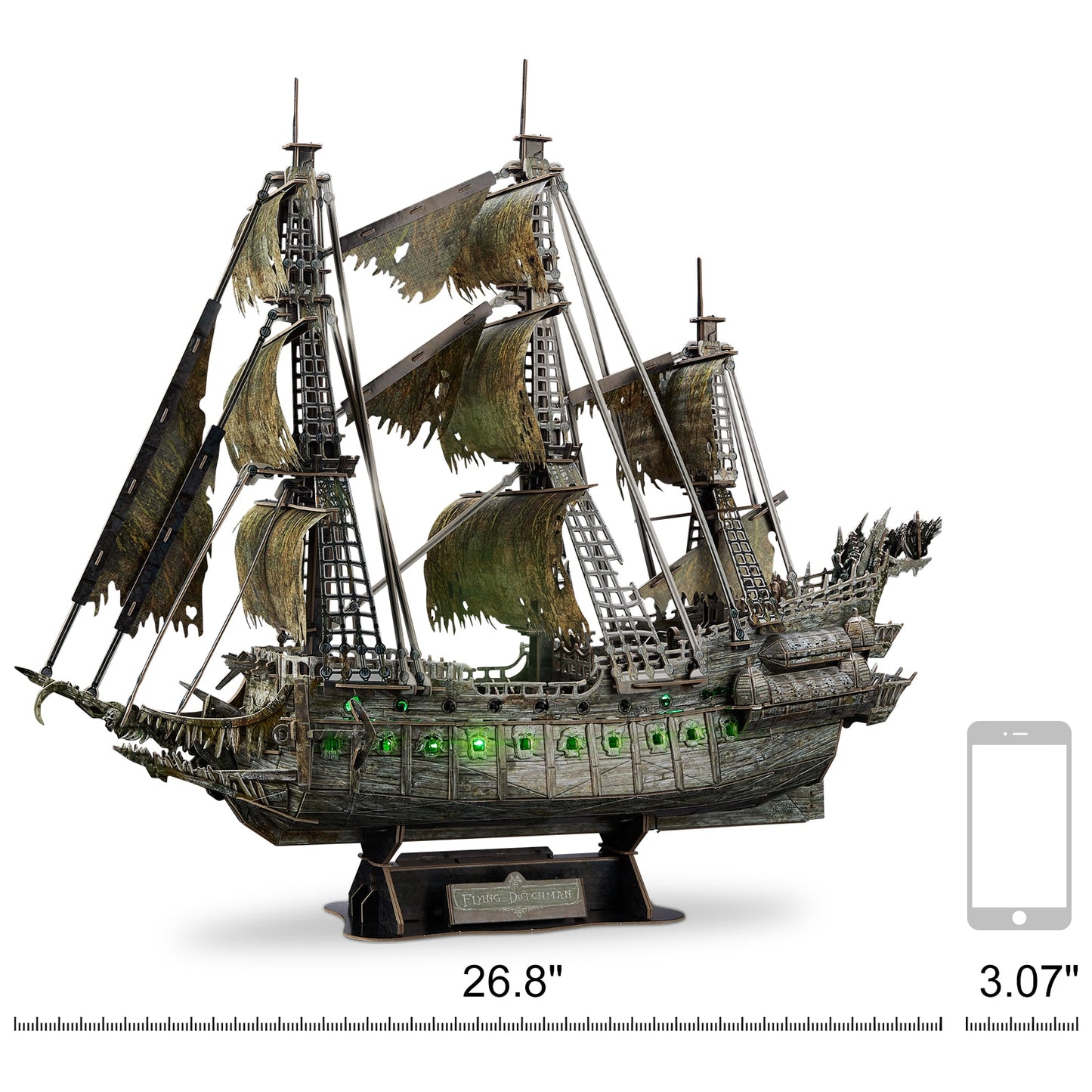 Flying Dutchman 360 Piece 3D Puzzles with Green LEDs - wonderfulandamazingstuff