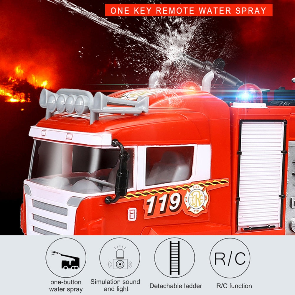 4channel Radio-controlled Fire Engine truck With Spray Function - wonderfulandamazingstuff