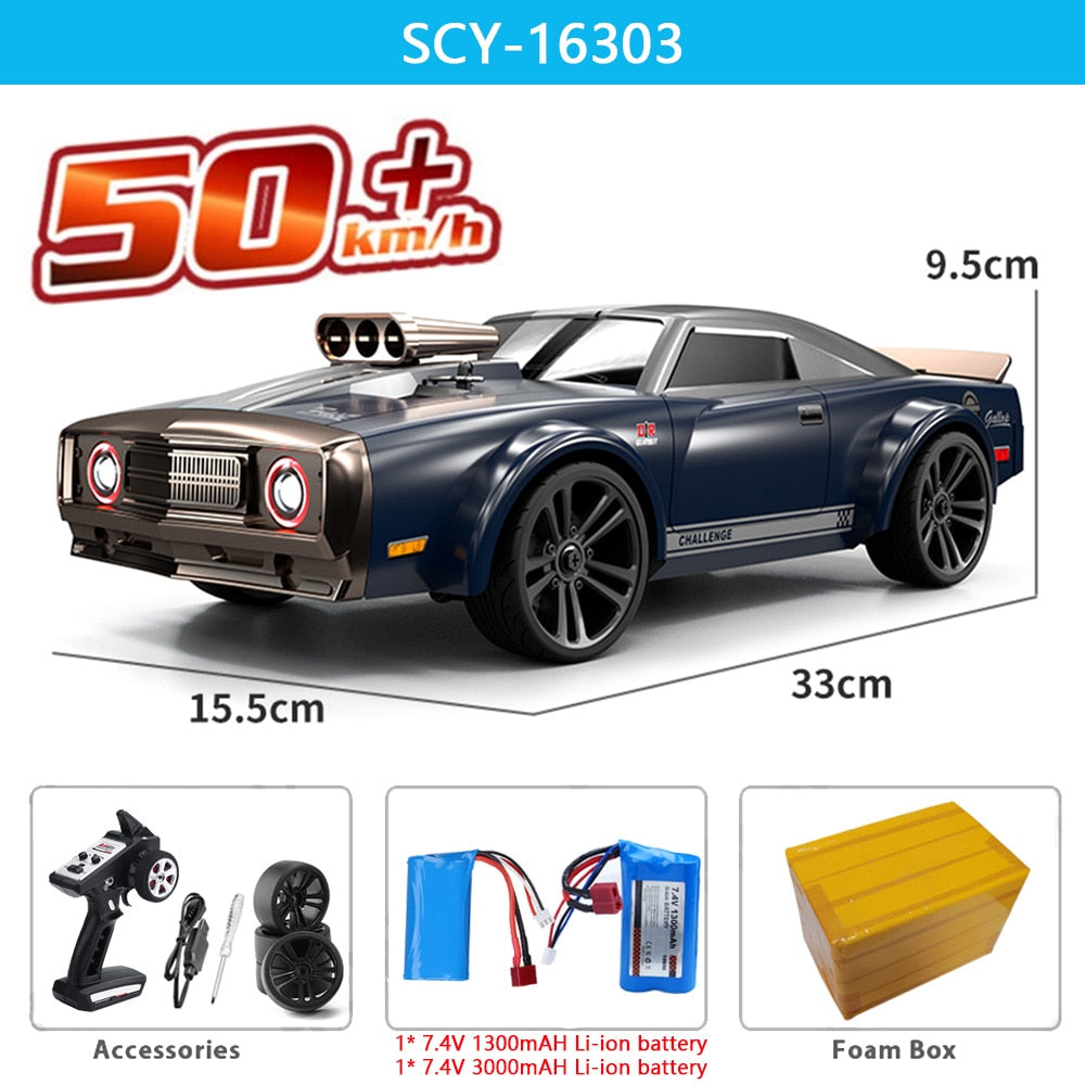 4WD LED Remote Control Muscle Drift Car - wonderfulandamazingstuff