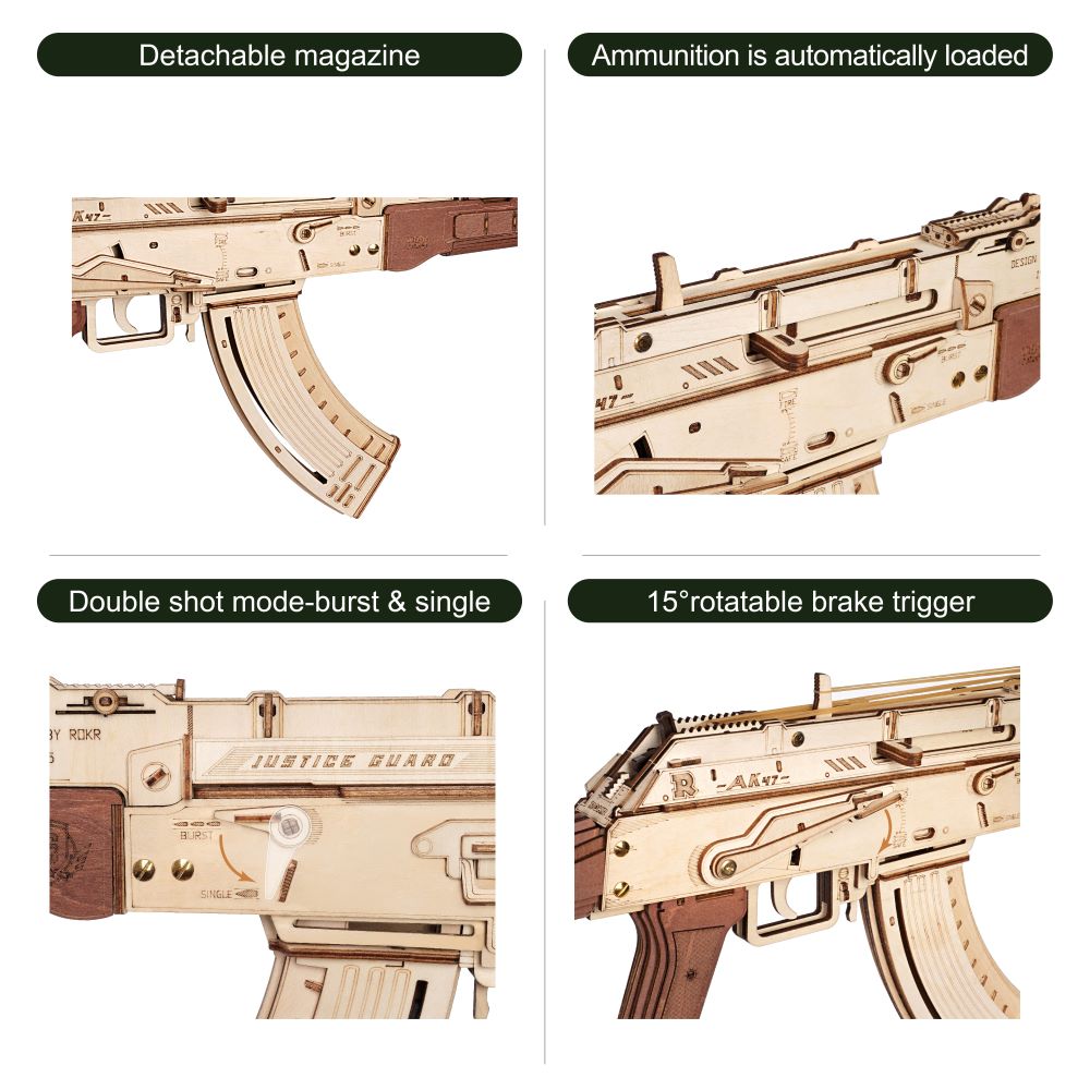 AK47 Automatic Rifle 3D Wooden Puzzle - wonderfulandamazingstuff