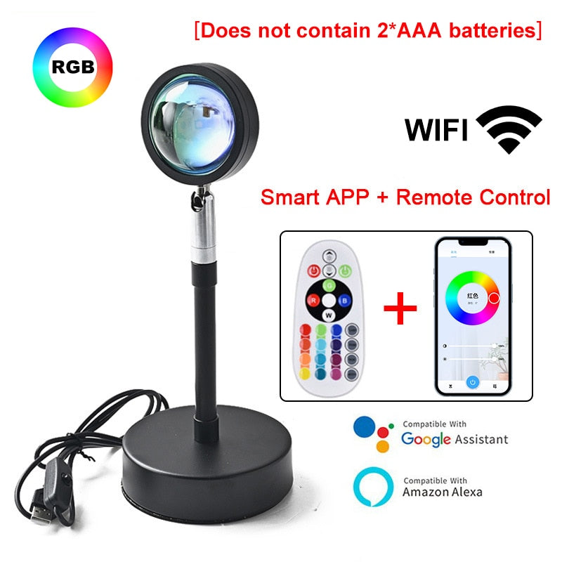 Sunset Rainbow Lamp WiFi RGB Remote Control - wonderfulandamazingstuff