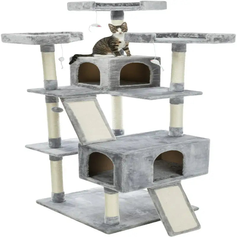 Gray Cat Tower 69in with 3 Columns & More - wonderfulandamazingstuff