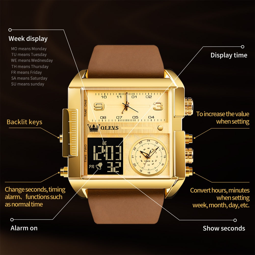 Smart Electronic Waterproof  Watch & Leather Strap - wonderfulandamazingstuff