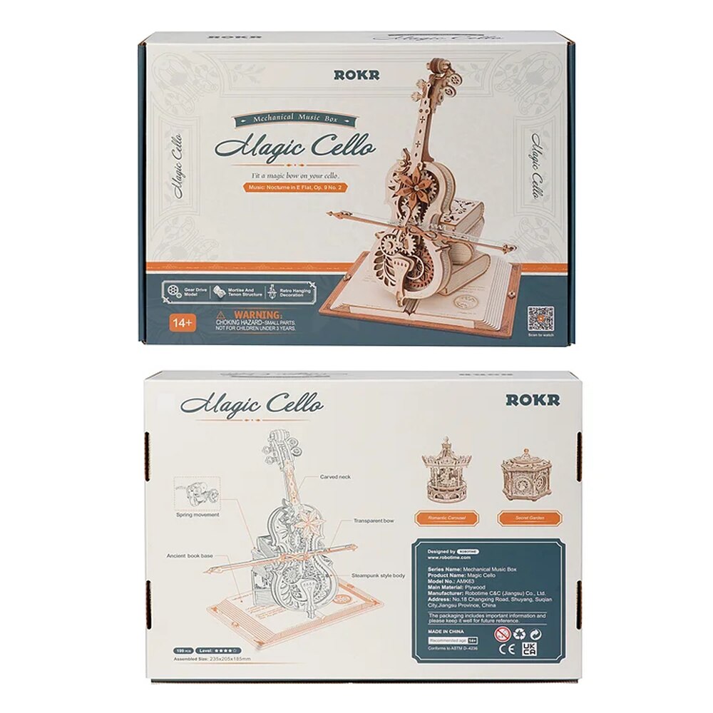 3D Wooden Magic Cello Puzzle Mechanical Music Box - wonderfulandamazingstuff