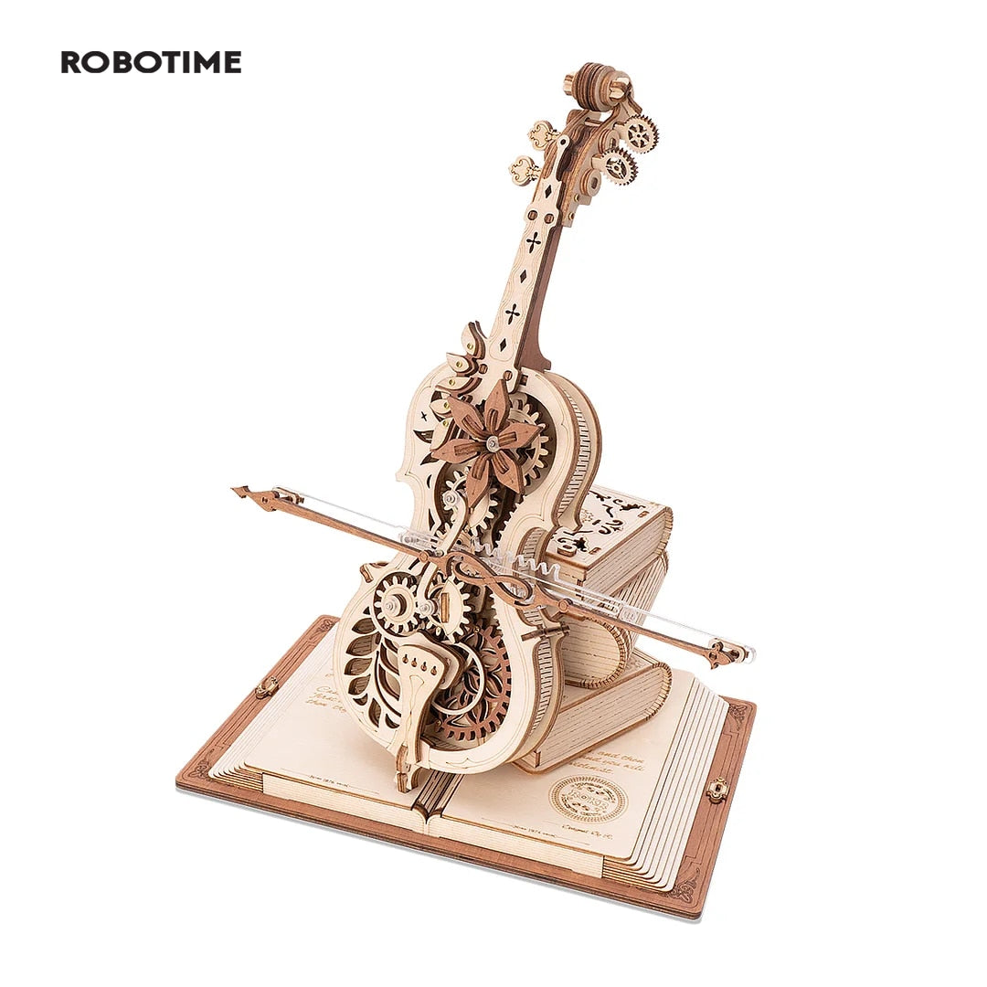 3D Wooden Magic Cello Puzzle Mechanical Music Box - wonderfulandamazingstuff