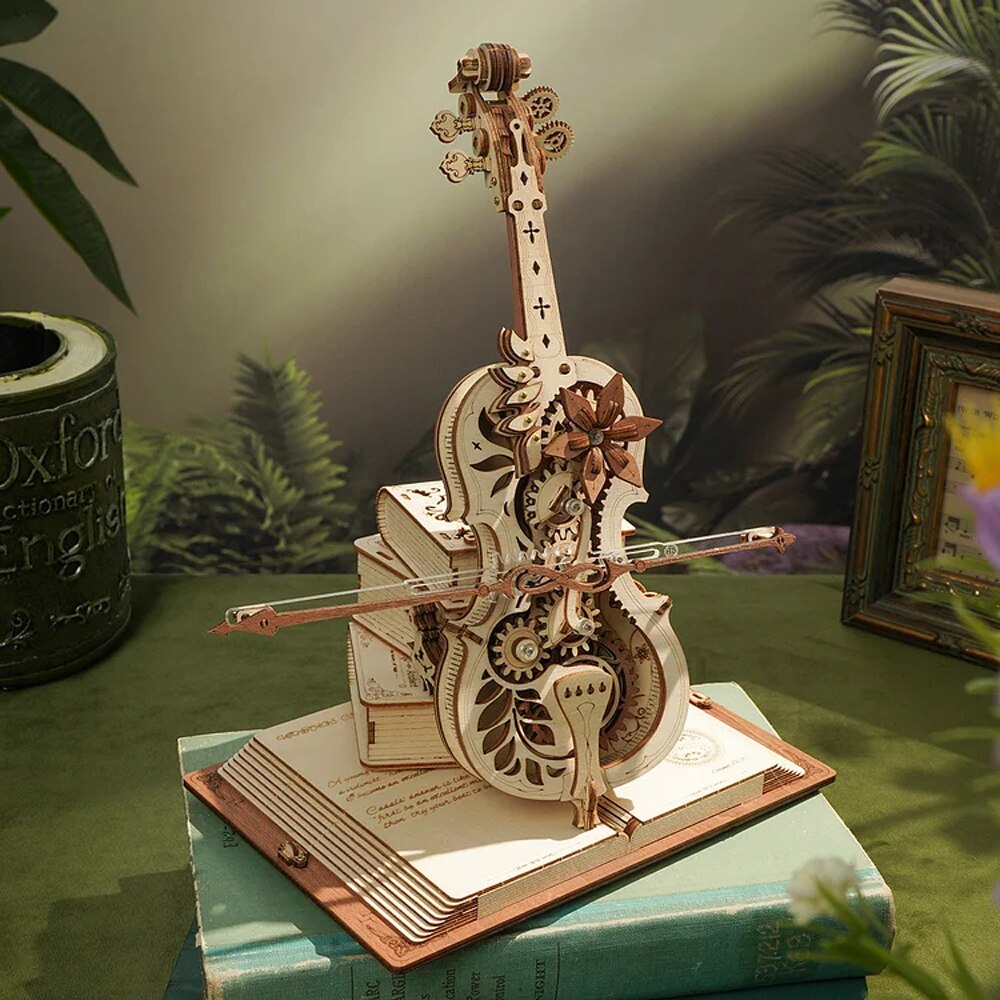 3D Wooden Magic Cello Puzzle Mechanical Music Box - wonderfulandamazingstuff