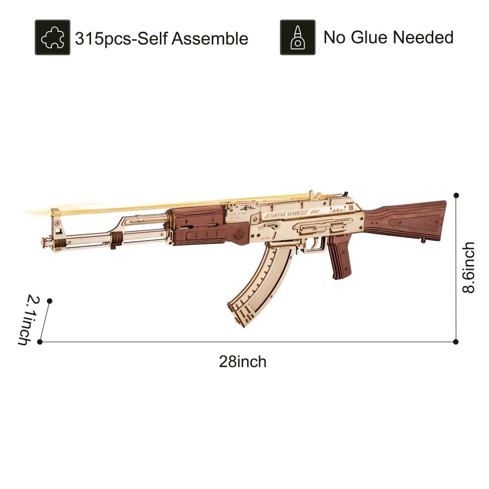 AK47 Automatic Rifle 3D Wooden Puzzle - wonderfulandamazingstuff