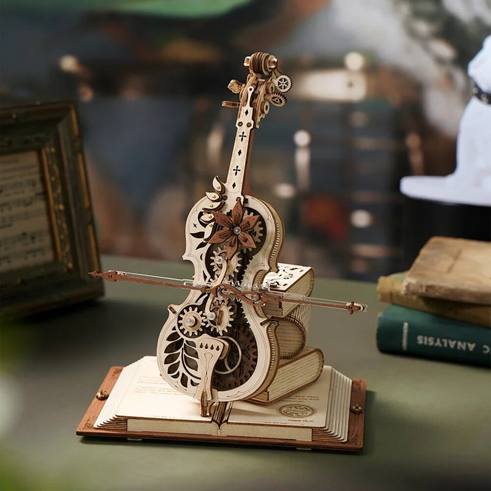 3D Wooden Magic Cello Puzzle Mechanical Music Box - wonderfulandamazingstuff