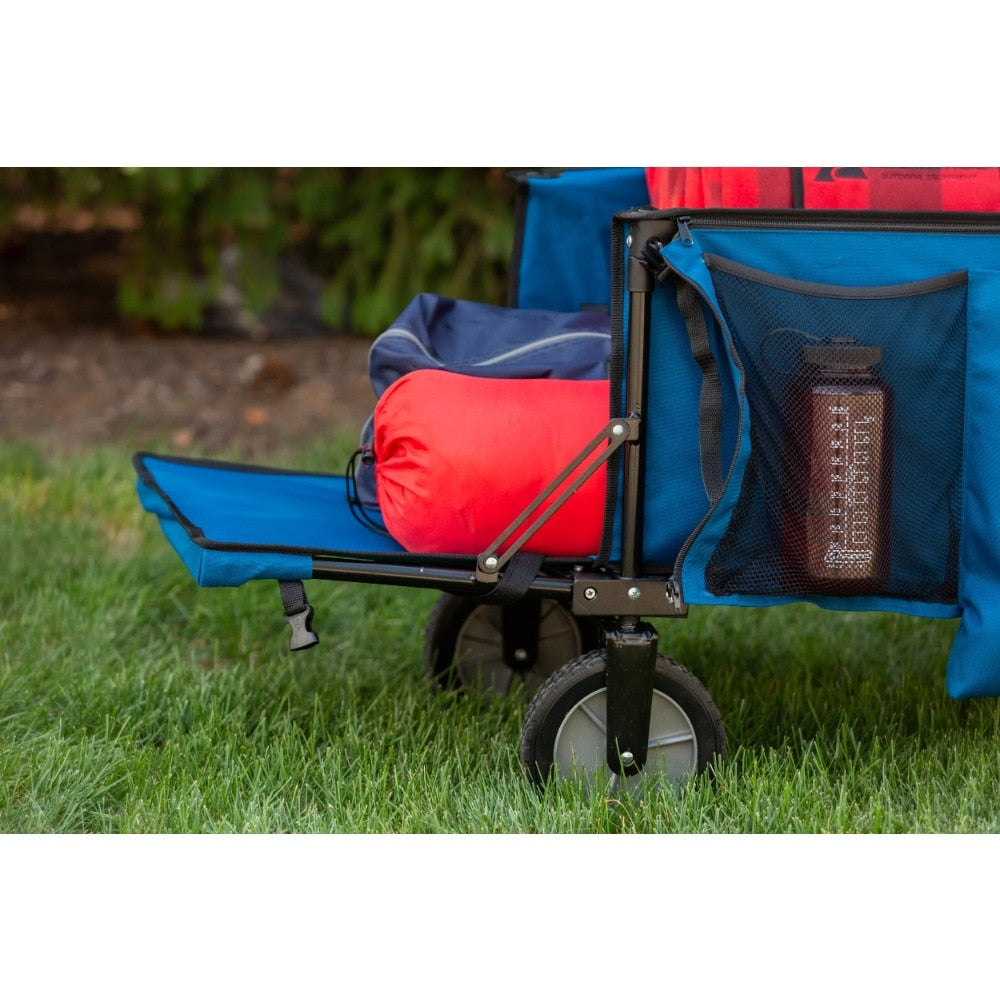 Blue  Quad Folding Camp Wagon With Tailgate - wonderfulandamazingstuff