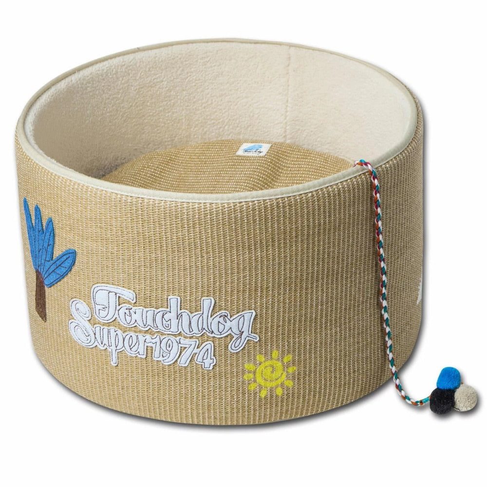 Rounded Scratching Cat Bed with Teaser Toy - wonderfulandamazingstuff