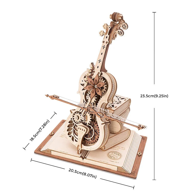 3D Wooden Magic Cello Puzzle Mechanical Music Box - wonderfulandamazingstuff