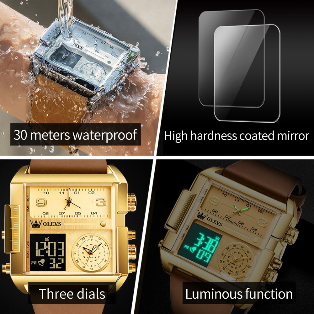 Smart Electronic Waterproof  Watch & Leather Strap - wonderfulandamazingstuff