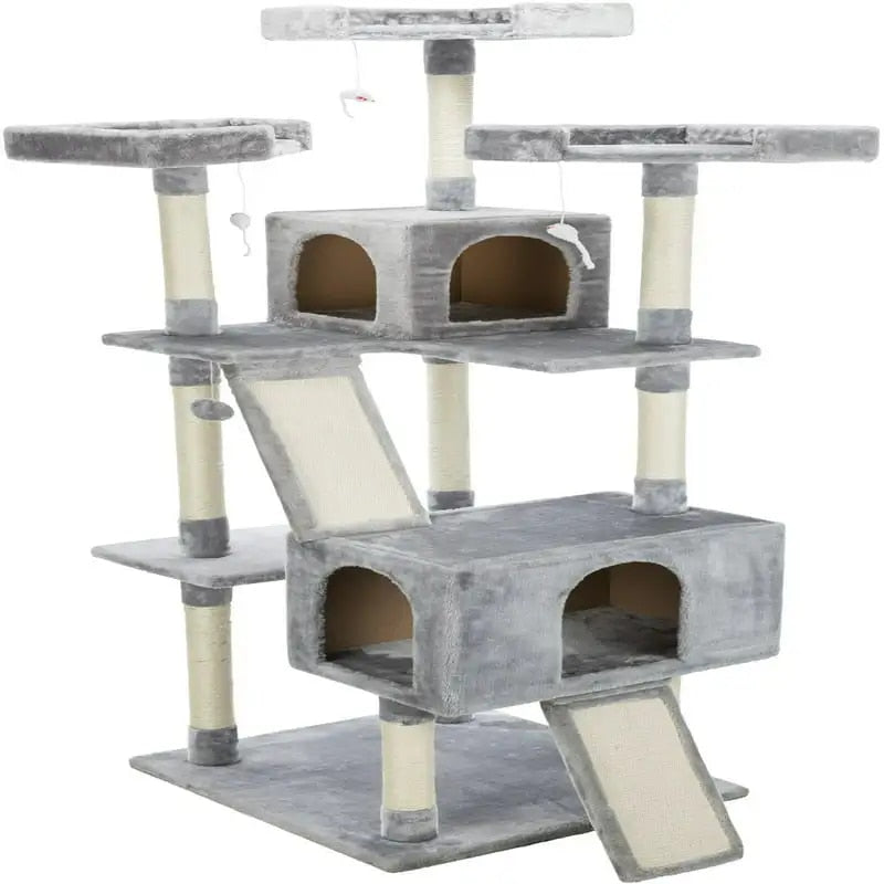 Gray Cat Tower 69in with 3 Columns & More - wonderfulandamazingstuff